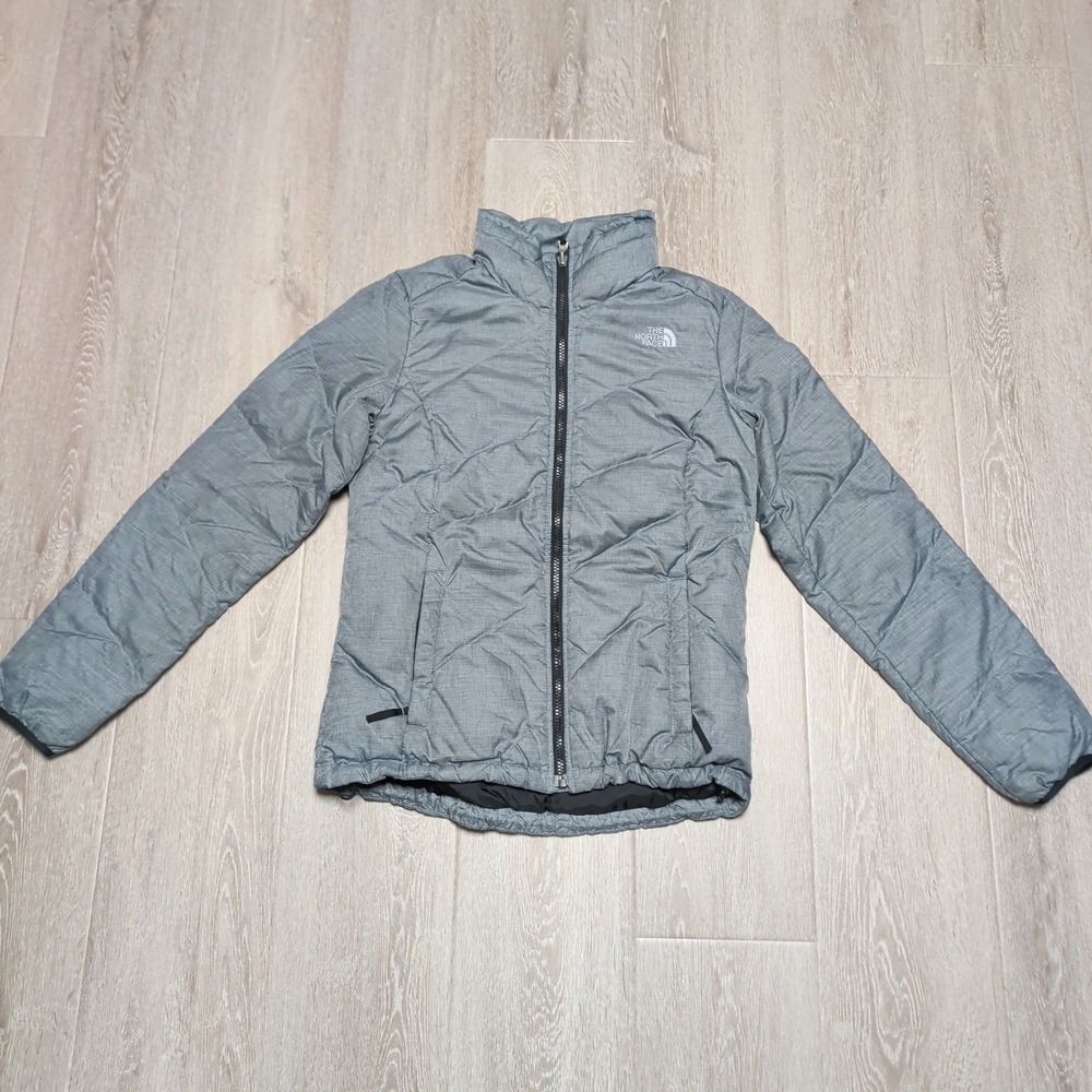 The North Face Goose Down Puffer Jacket Womens S Grey Quilted Zip‎ Up Outdoor